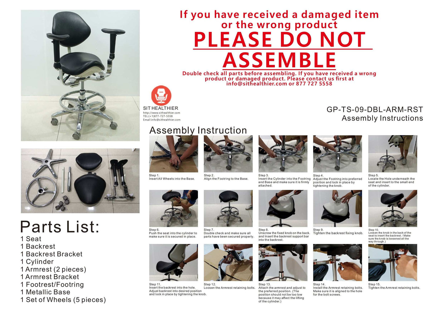 Saddle Style Dental Assistant Stool with Swing-out Armrests/Elbow Supports