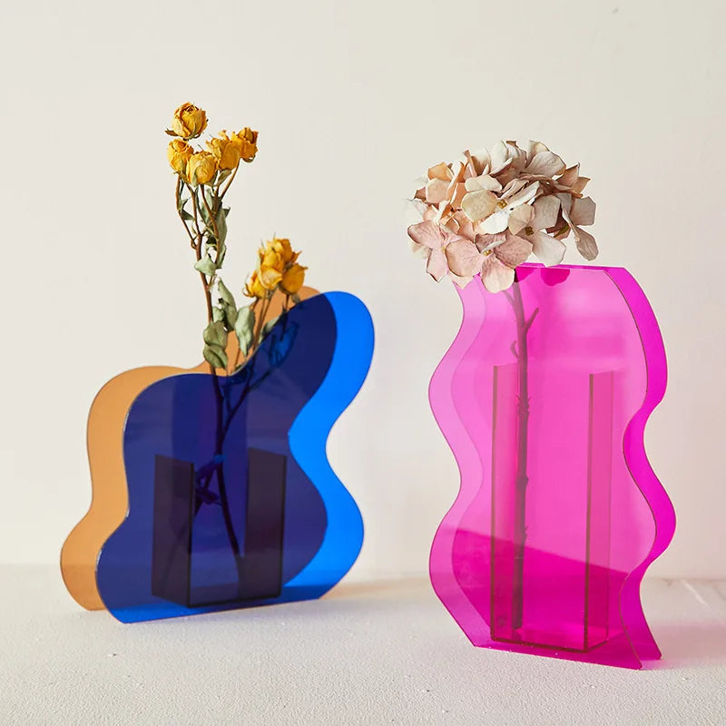 Acrylic Rainbow Geometric Tabletop Vase