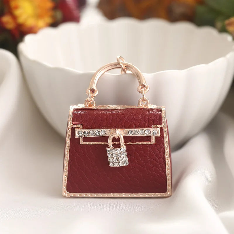 Birkin-Inspired Leather Bag Charm Keychain