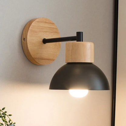 Timber & Metal Bedside Wall Lamp