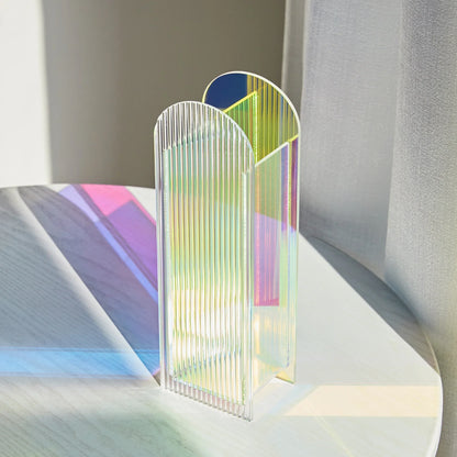 Acrylic Rainbow Geometric Tabletop Vase