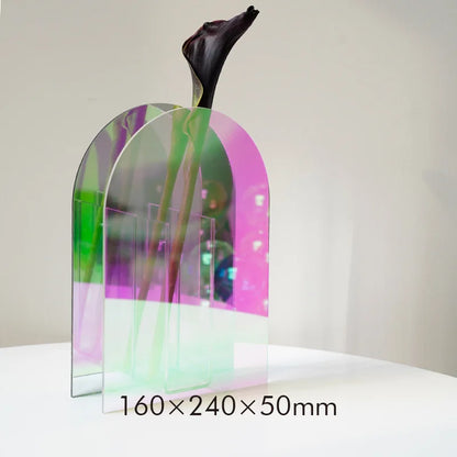 Acrylic Rainbow Geometric Tabletop Vase