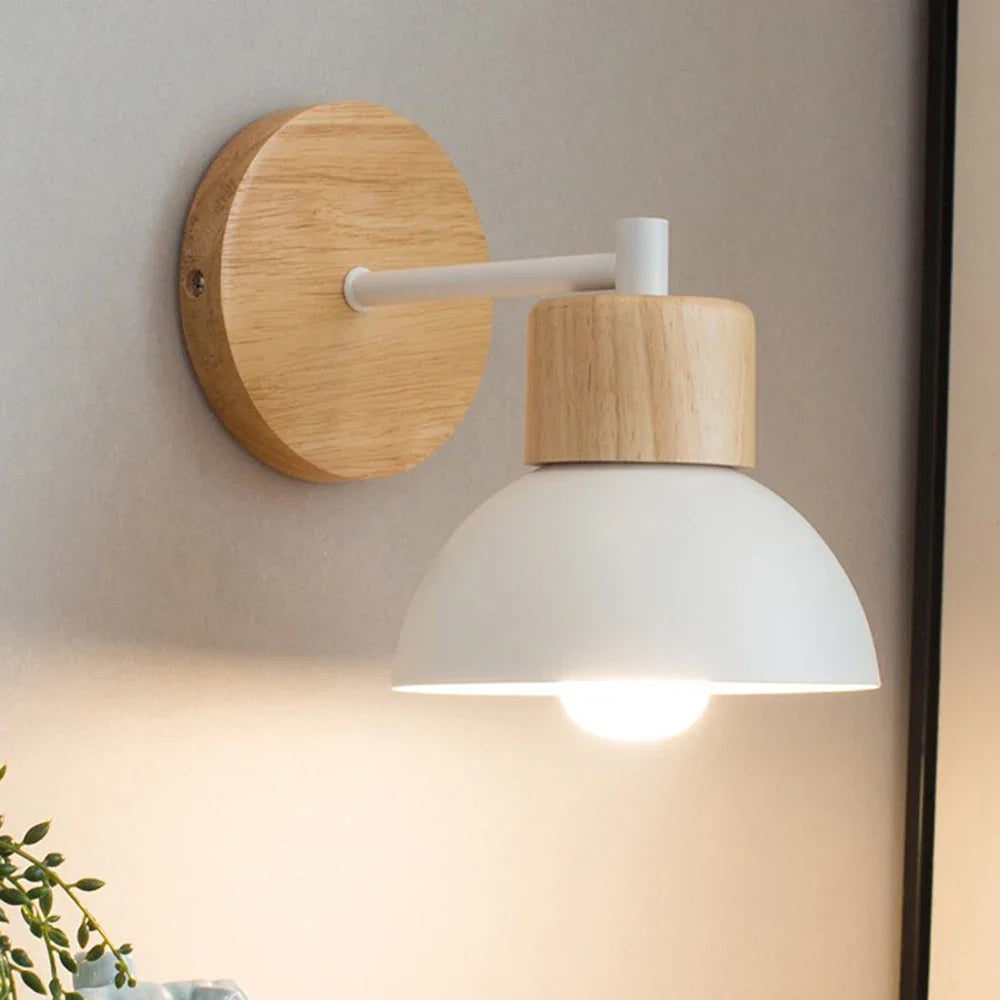 Timber & Metal Bedside Wall Lamp