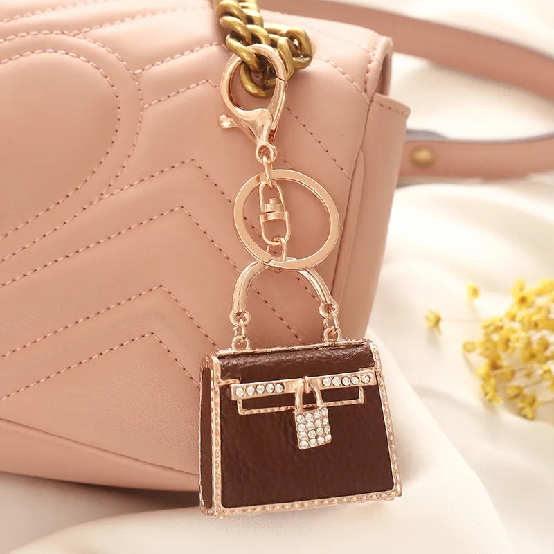 Birkin-Inspired Leather Bag Charm Keychain