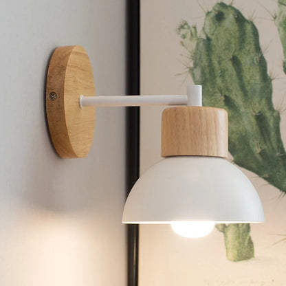 Timber & Metal Bedside Wall Lamp