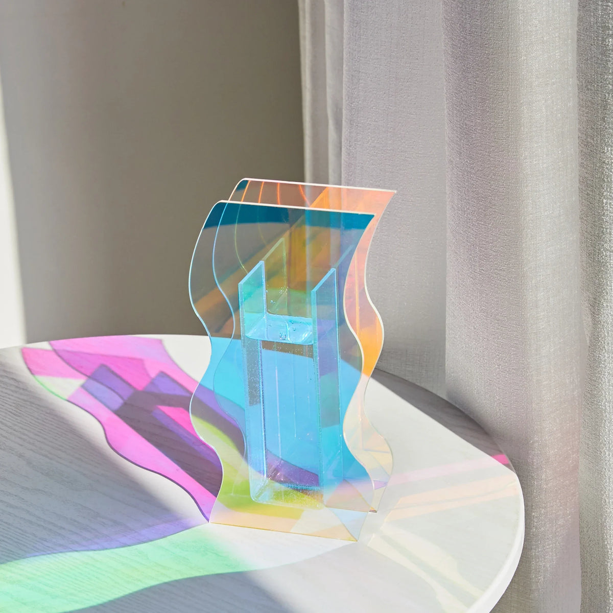 Acrylic Rainbow Geometric Tabletop Vase