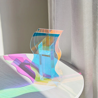 Acrylic Rainbow Geometric Tabletop Vase