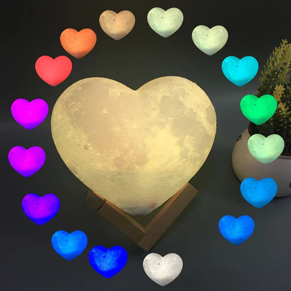 Heart Moon Lamp with Remote & 16 Colors
