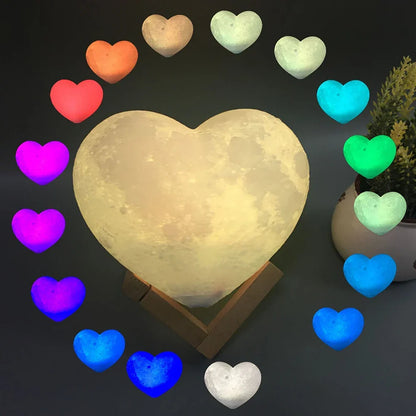 Heart Moon Lamp with Remote & 16 Colors