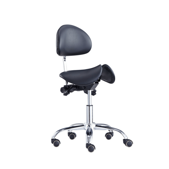 Divided Saddle Seat Stool with Backrest For Dental Hygienist