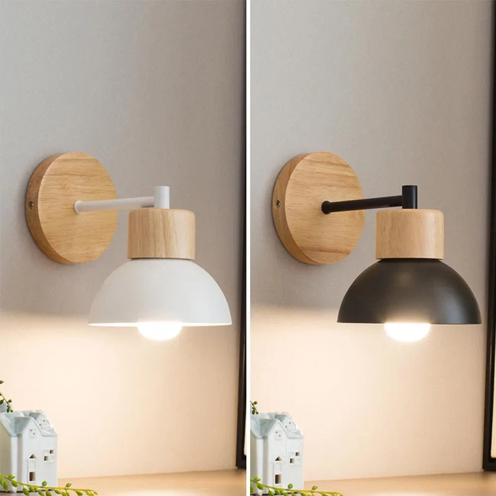 Timber & Metal Bedside Wall Lamp