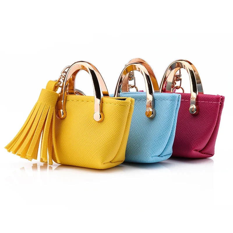 Mini Leather Coin Purse Keychain