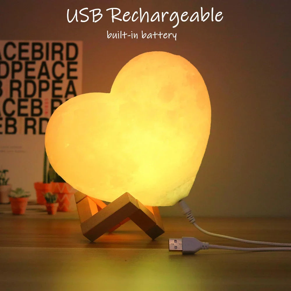 Heart Moon Lamp with Remote & 16 Colors