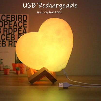 Heart Moon Lamp with Remote & 16 Colors