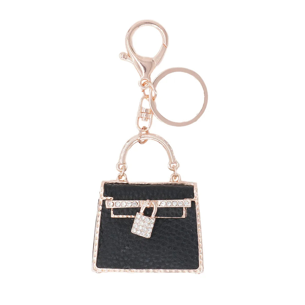 Birkin-Inspired Leather Bag Charm Keychain