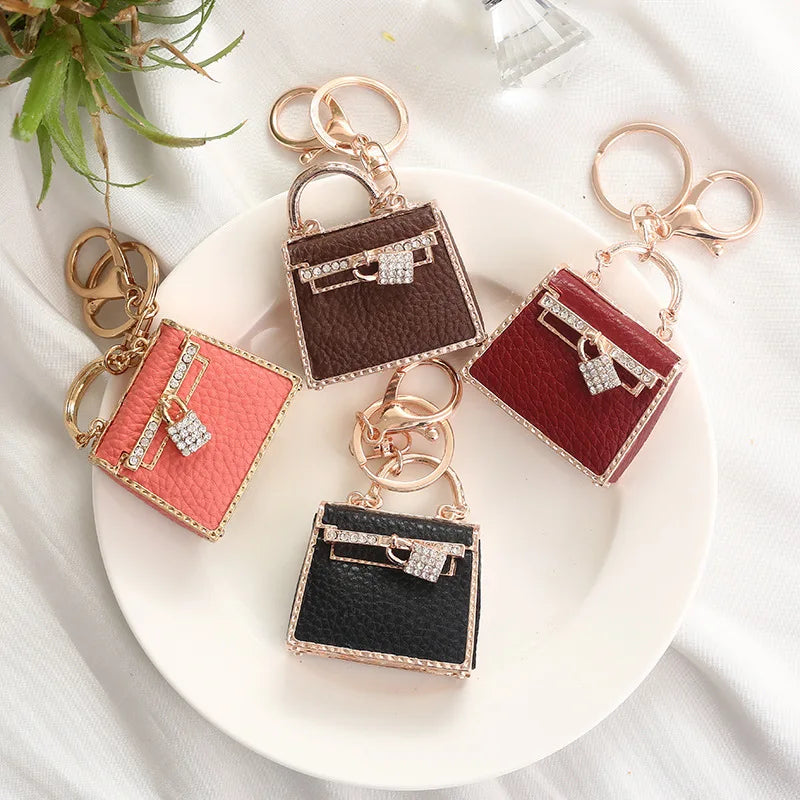 Birkin-Inspired Leather Bag Charm Keychain