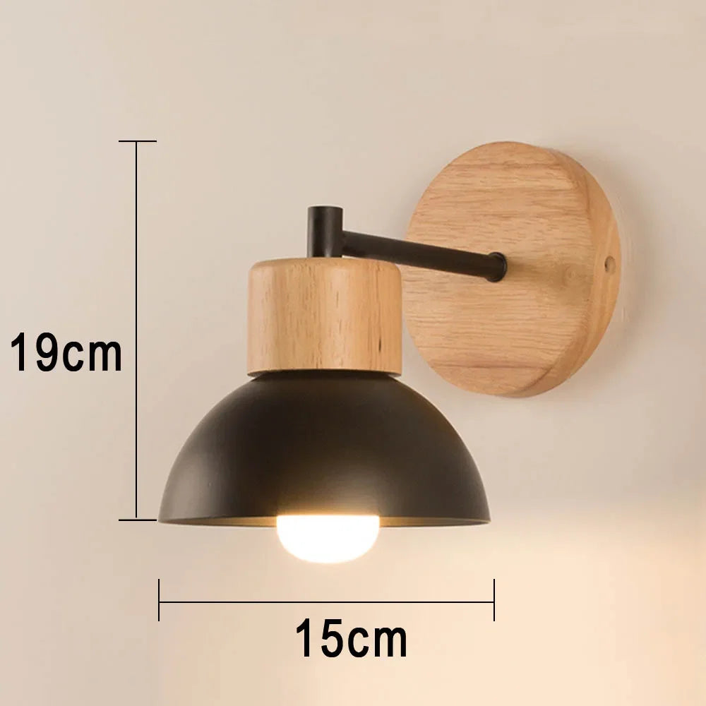 Timber & Metal Bedside Wall Lamp