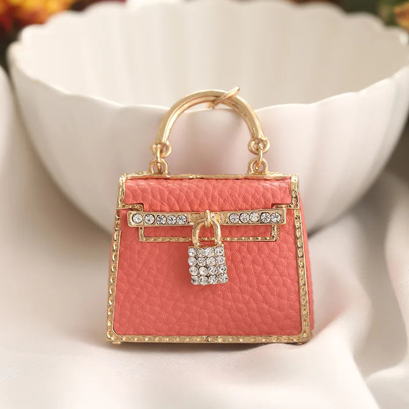 Birkin-Inspired Leather Bag Charm Keychain