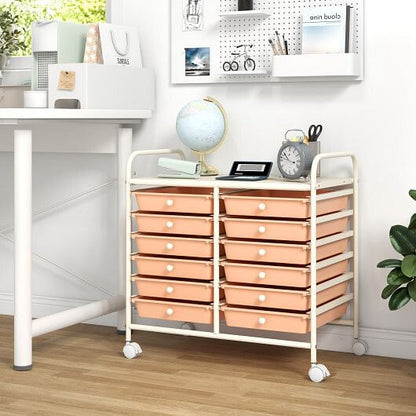 12 Drawers Rolling Storage Cart for Home and Office-Transparent