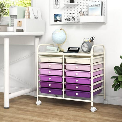 12 Drawers Rolling Storage Cart for Home and Office-Transparent
