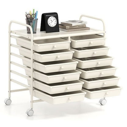 12 Drawers Rolling Storage Cart for Home and Office-Transparent