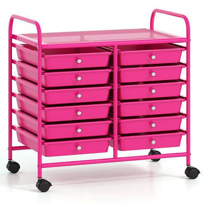 12 Drawers Rolling Storage Cart for Home and Office-Transparent