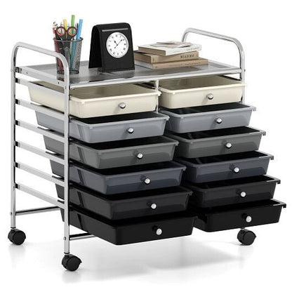 12 Drawers Rolling Storage Cart for Home and Office-Transparent
