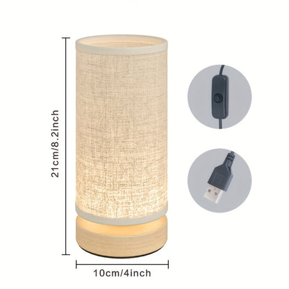 USB Wooden Bedside Table Lamp