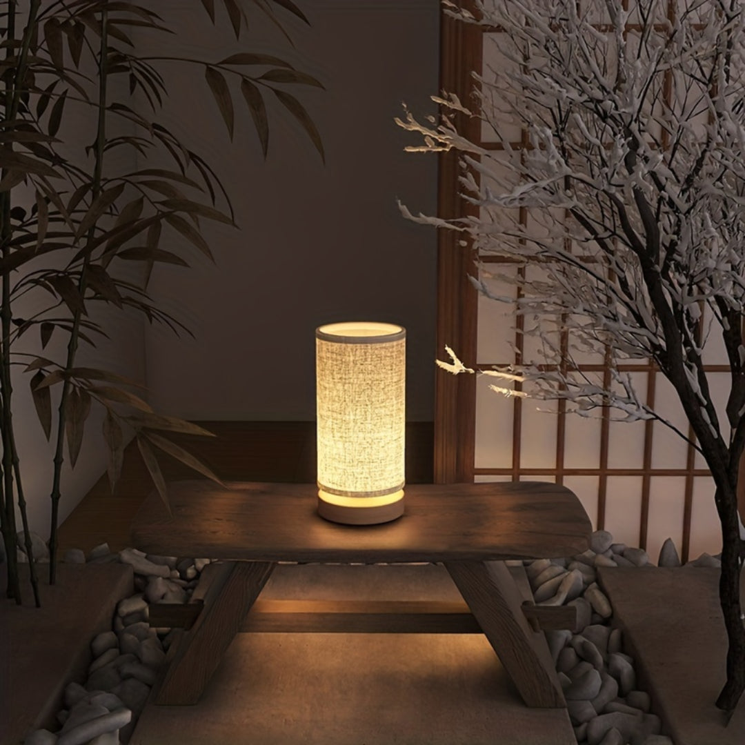 USB Wooden Bedside Table Lamp