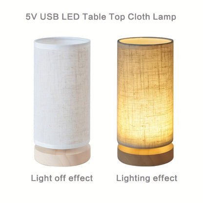 USB Wooden Bedside Table Lamp