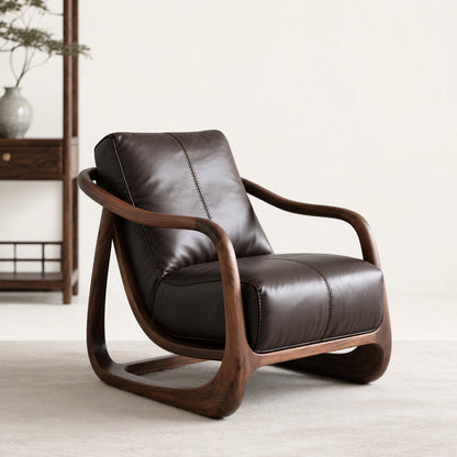 Organic Modern Walnut & Leather Accent Chair