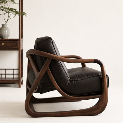 Organic Modern Walnut & Leather Accent Chair