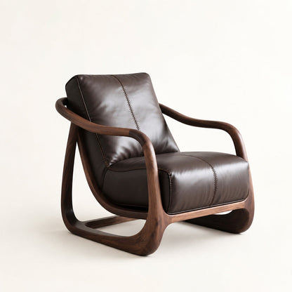 Organic Modern Walnut & Leather Accent Chair