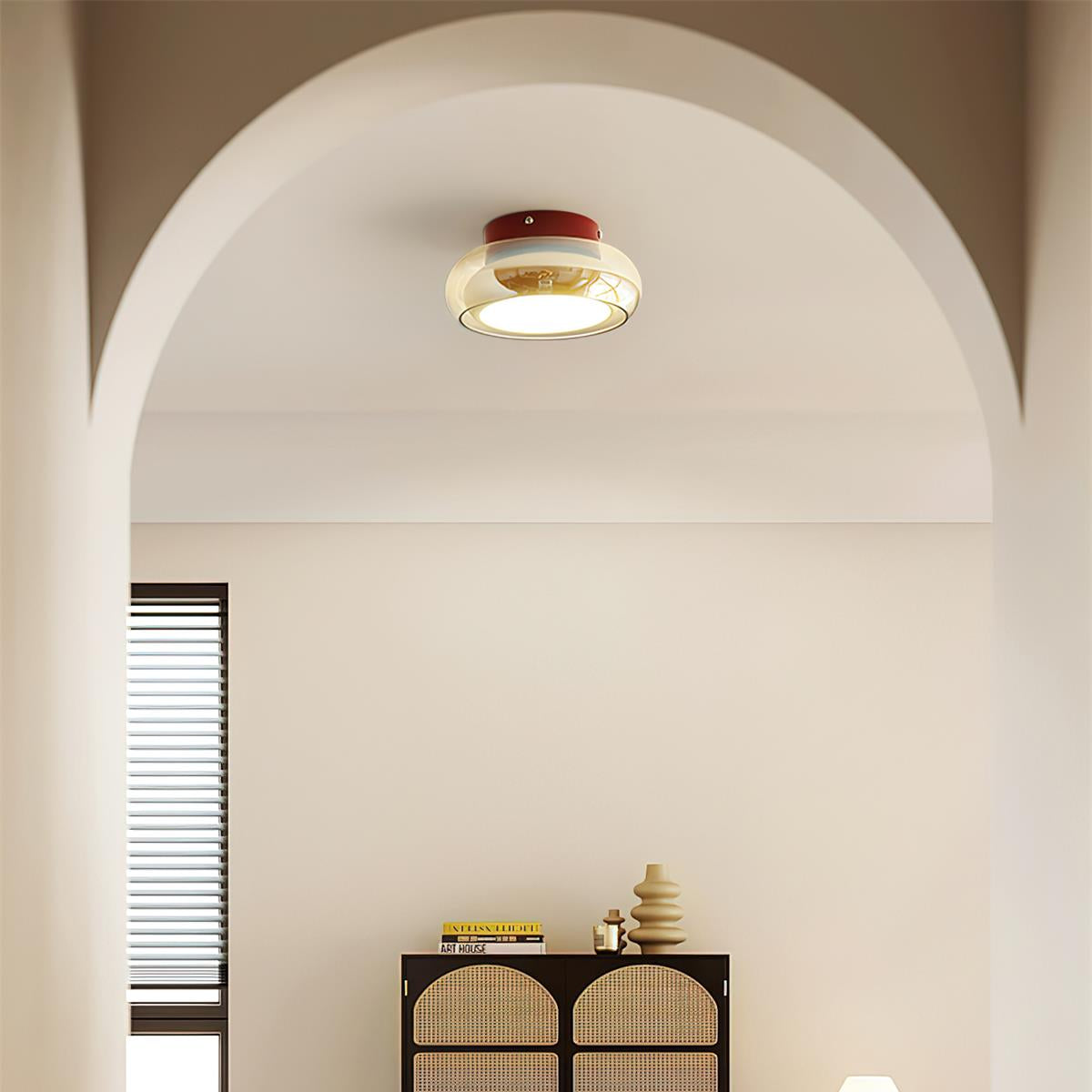 June Retro Glass Flush Ceiling Light
