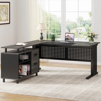 Parkview L-Shaped Executive Desk with Storage Cabinet & File Drawer