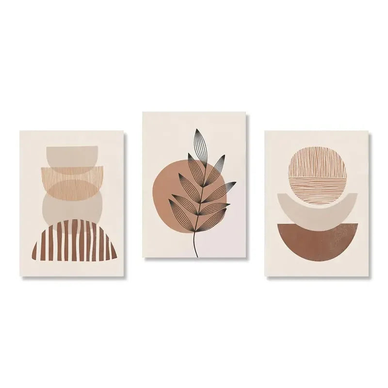 Boho Neutral Canvas Wall Art Trio