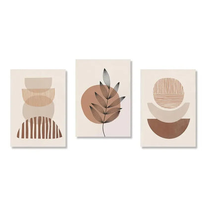 Boho Neutral Canvas Wall Art Trio