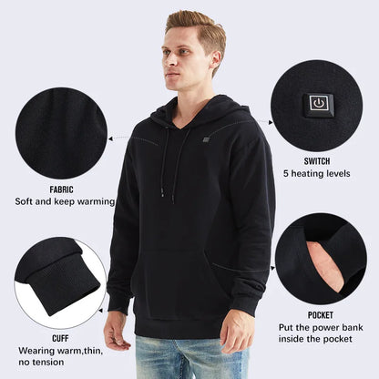 USB Heated Hoodie | 5 Heat Levels, Power Bank Pocket