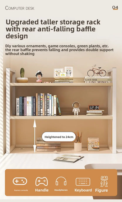 L-Shaped Computer Desk with Storage Shelf