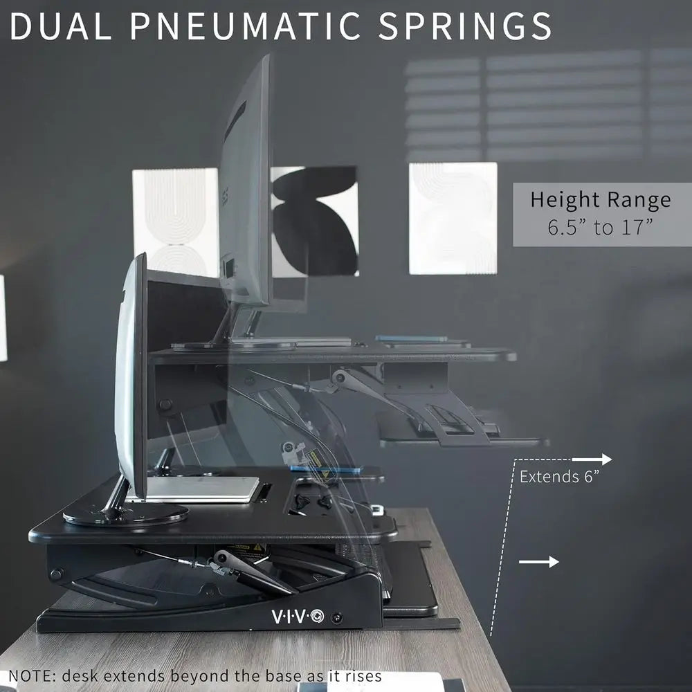 Adjustable Sit-to-Stand Desk Riser with Keyboard Tray