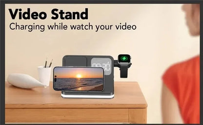 AuraCharge Pro 6-in-1 Wireless Charging Station with LED Clock