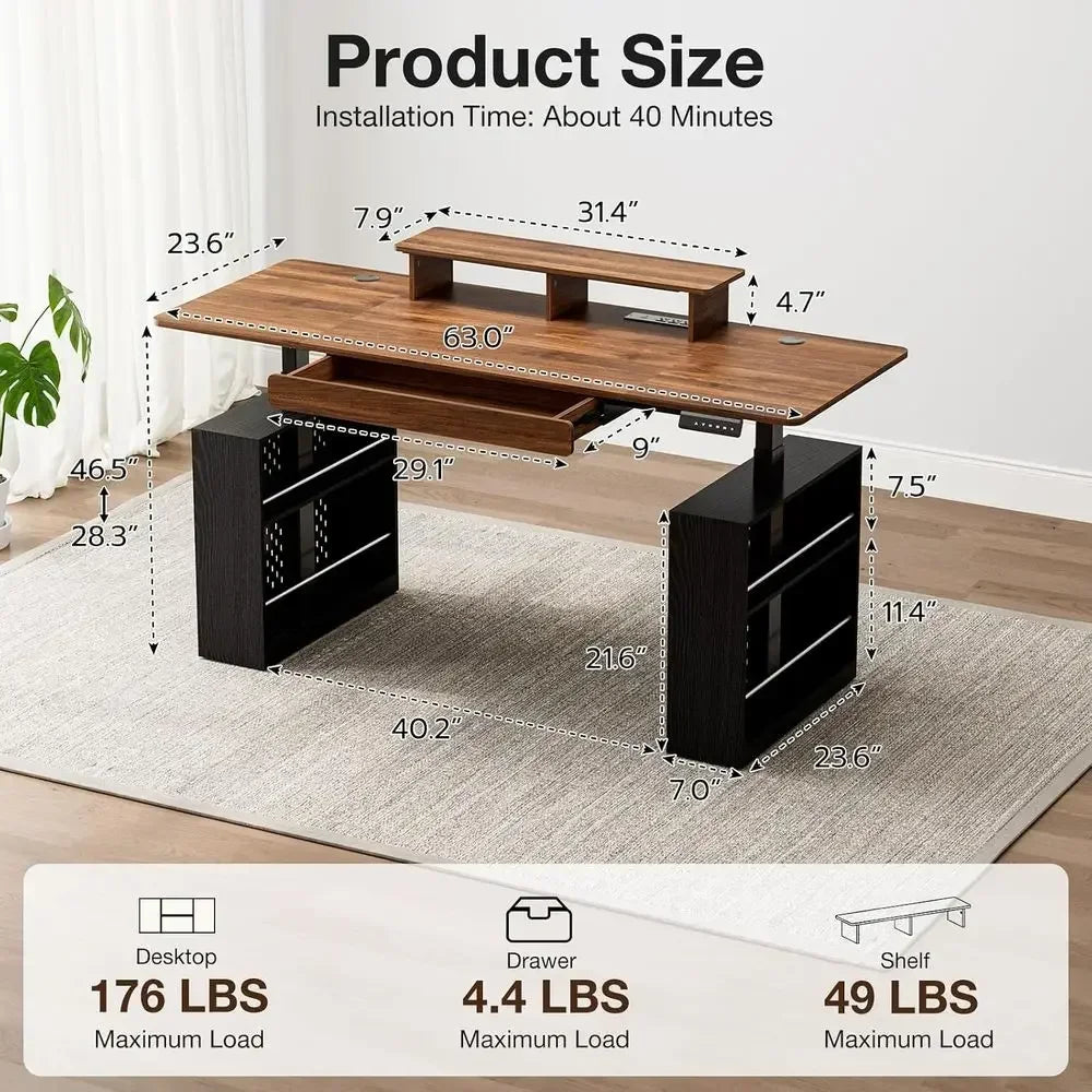 LED Storage Standing Desk