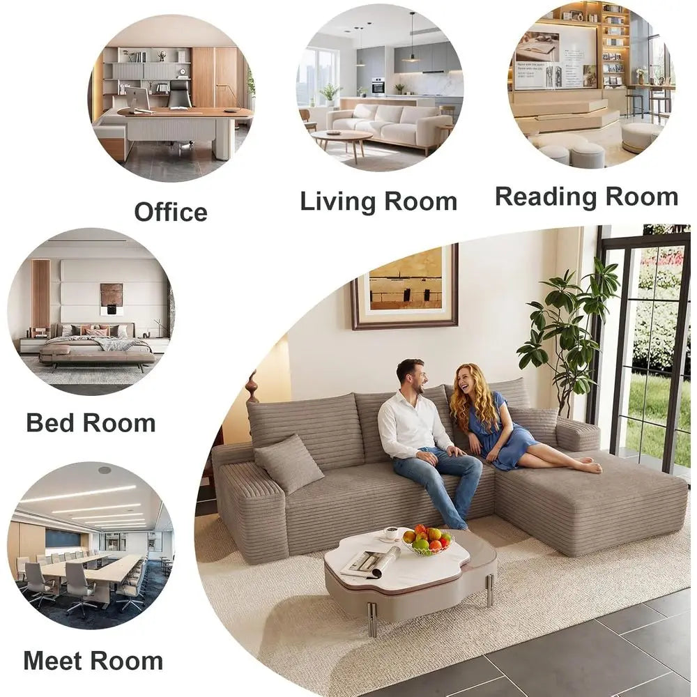 L-Shape Corduroy Sectional Couch
