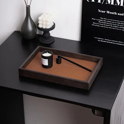 Woven Texture Faux Leather Storage Tray