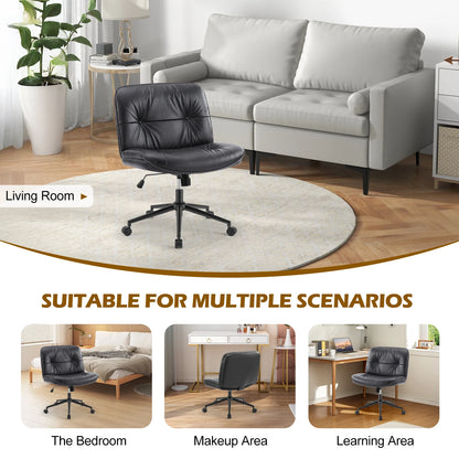 Wide Seat Armless PU Leather Office Chair