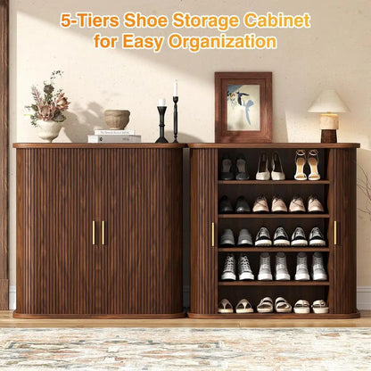 5-Tier Gold Handle Shoe Cabinet
