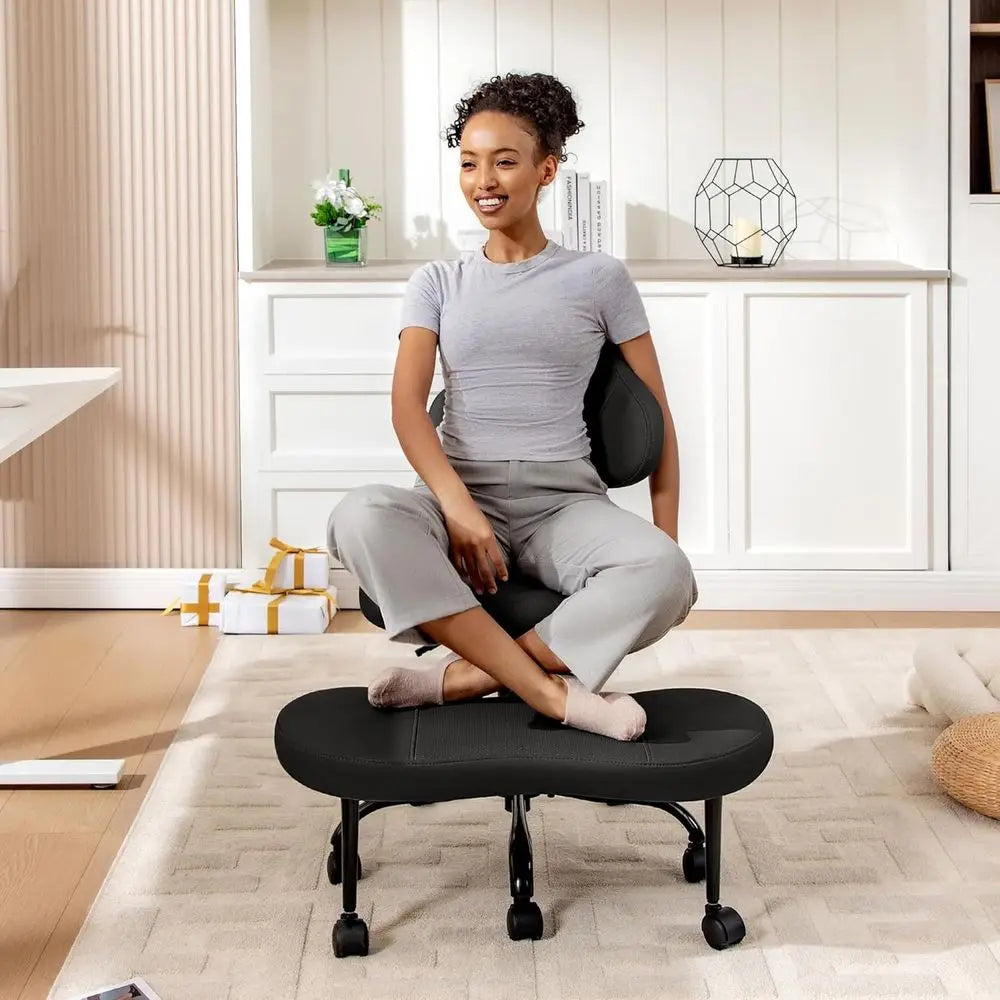 Adjustable Kneeling Chair & Retractable Footrest