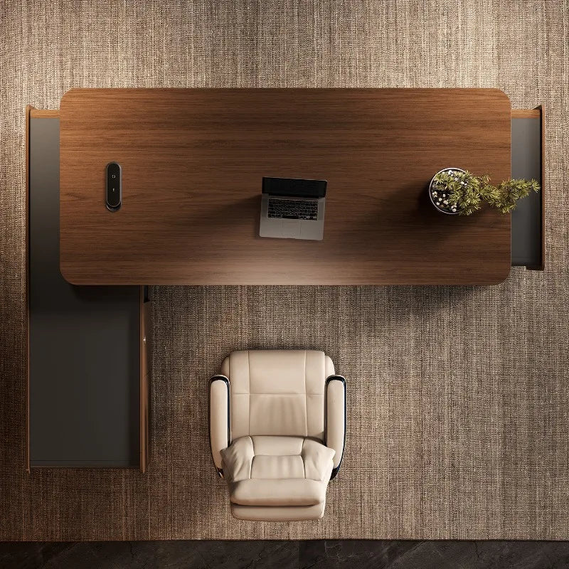 Designer Italian Solid Wood Executive L-Shaped Desk