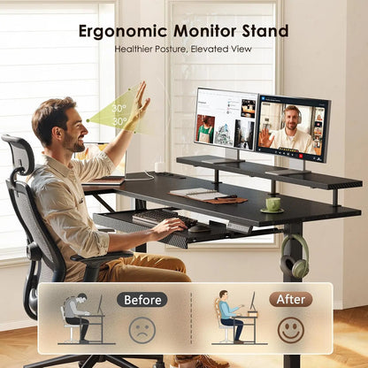 Draven Carbon L-Shaped Standing Desk