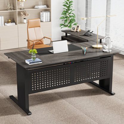 Parkview L-Shaped Executive Desk with Storage Cabinet & File Drawer